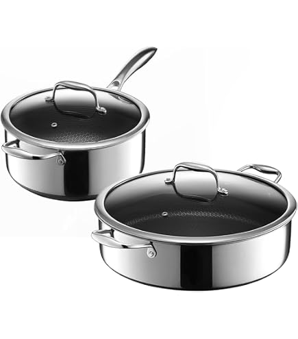 Amazon.com: HexClad Hybrid Nonstick 4-Piece Cookware Set, 5Qt